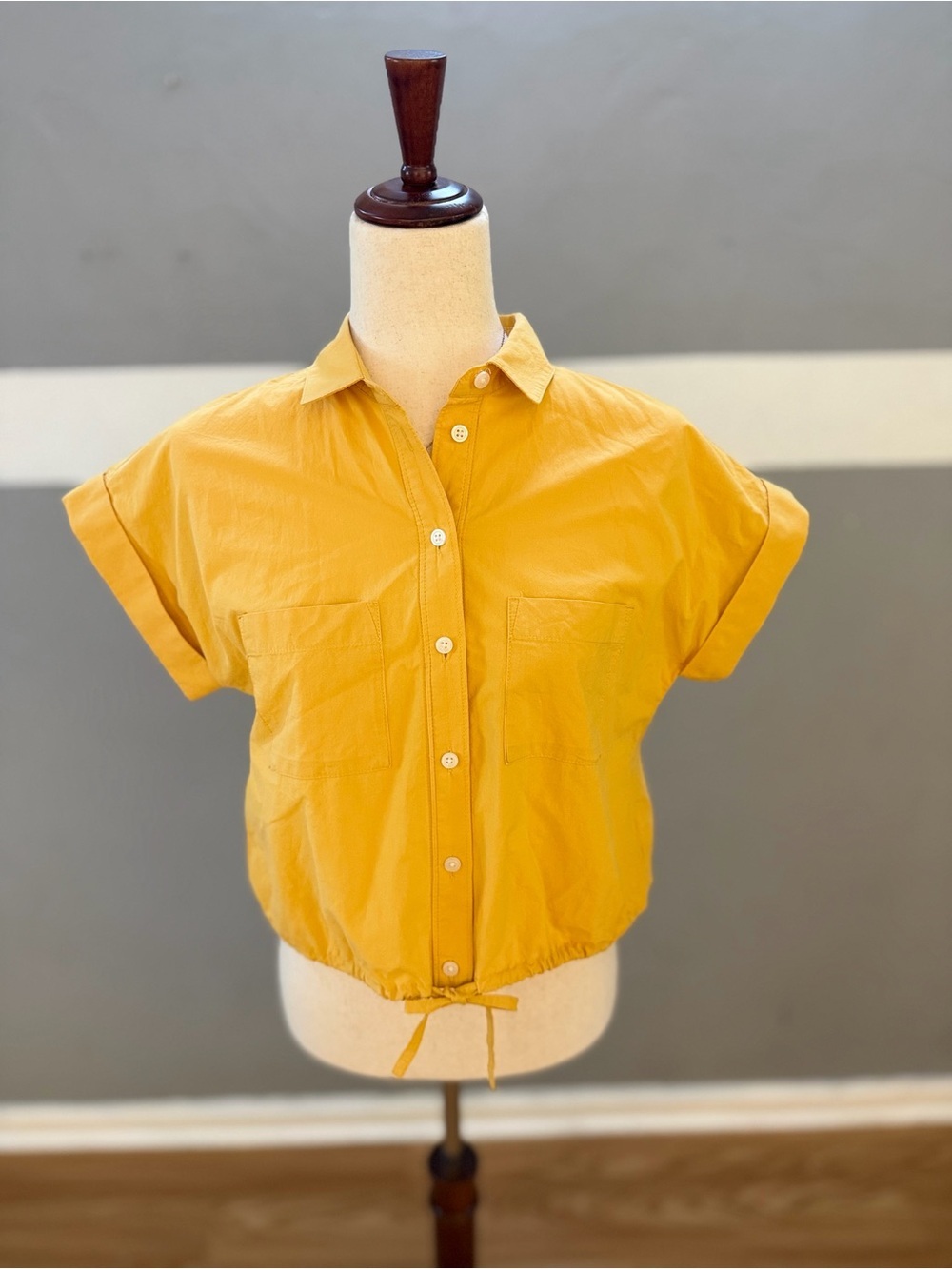 Madewell Mustard Yellow Cropped Button-Front Shirt